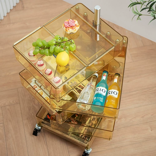 Крутящаяся пластиковая акриловая многослойная тележка для кровати, популярно в интернете