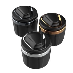 新款汽车内水杯位密闭阻燃车载车用开盖LED灯照明迷你烟灰缸个性