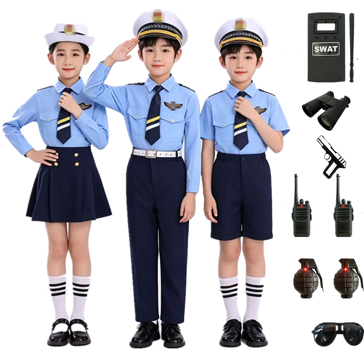 儿童警官衣服小警察海军演出服