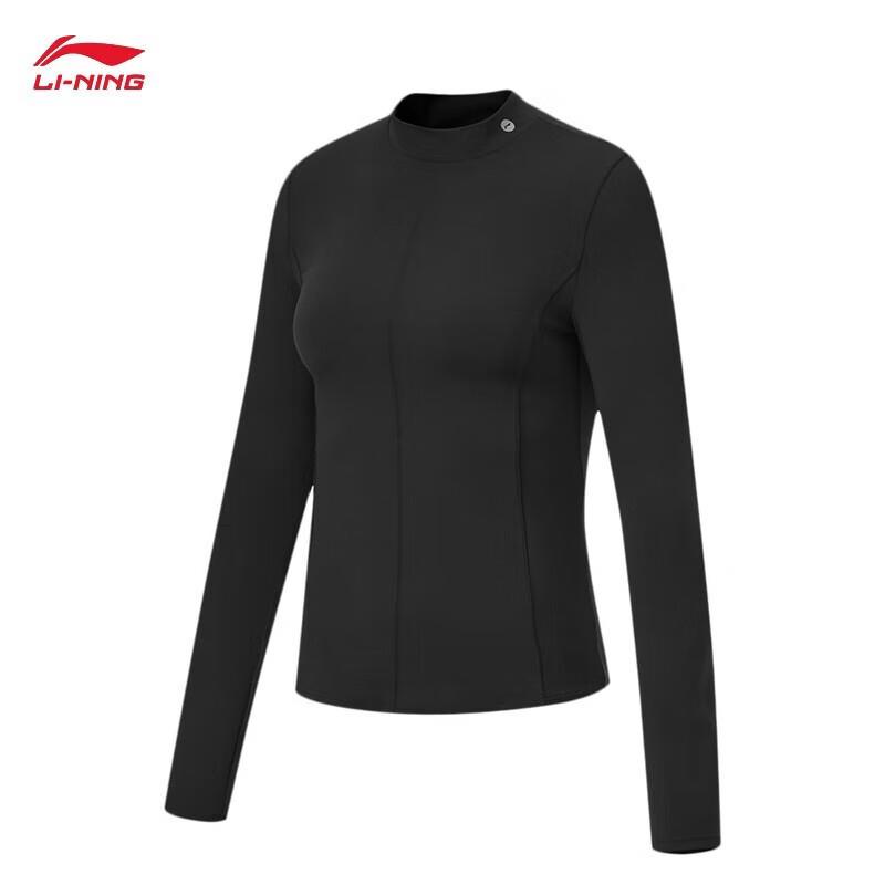 李宁女子冬季新款健身系列长袖T恤运动休闲圆领反光紧身衣ATLT094