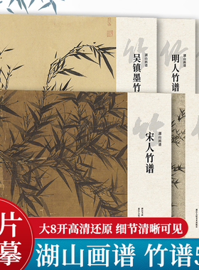 宋元明清人+吴镇墨竹谱全5册 文同八大山人石涛苏轼等名家画集册页作品精选 高清还原鉴赏装饰收藏范本国画竹子临摹卡片湖山画谱