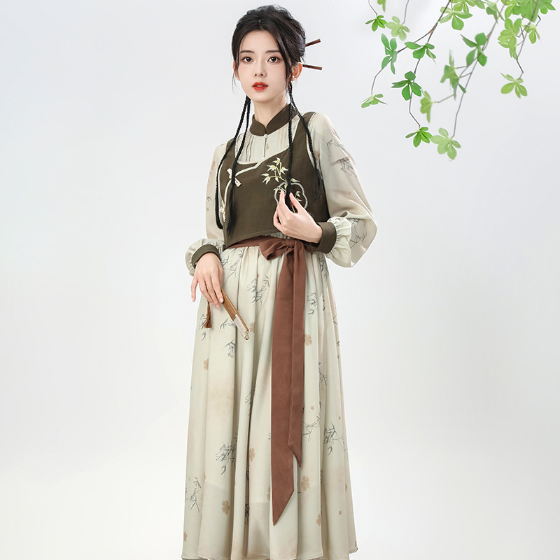 汉如初原创正品青珺汉服女中国风改良日常新中式汉元素连衣裙套装