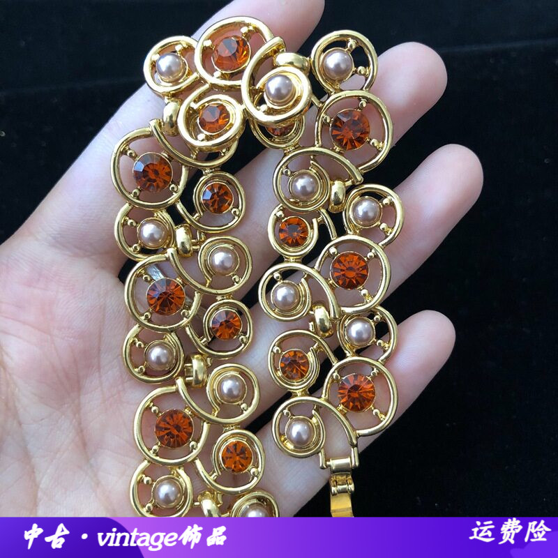高级奢华镶宝石钻珍珠项链手链套