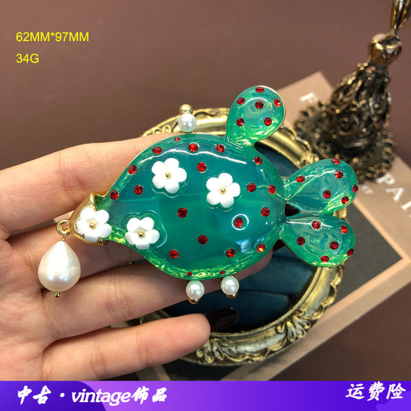 欧美西洋复古水蓝色小鱼胸针养殖