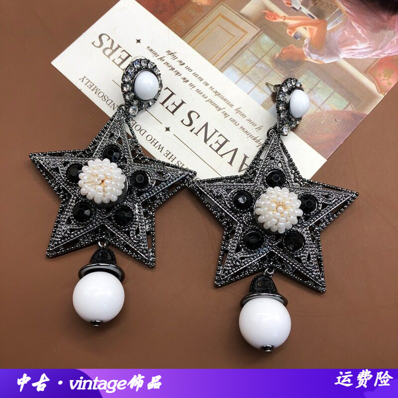 欧美简约潮流镶钻五角星耳坠耳环