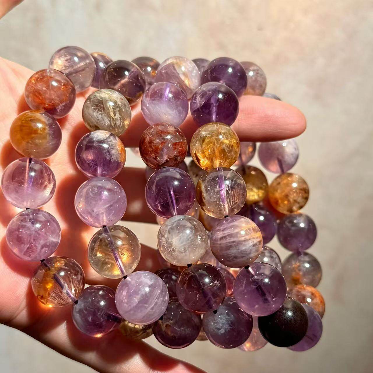 大颗粒1415mm超大天然紫幽灵手链