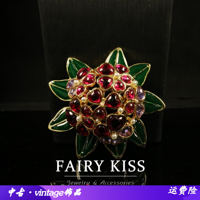 宫廷风花朵手工珐琅琉璃镶嵌胸针