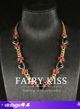 新款项链蓝色爱心设计镀真金大气