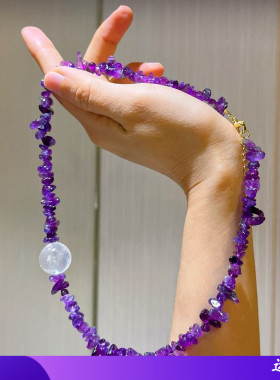 锁骨链新款高品质天然紫水项链