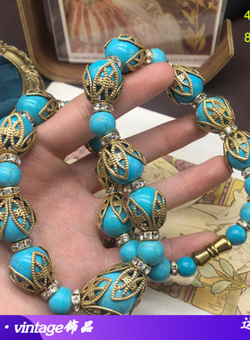 精美饰品绿松石镂空花帽设计简约