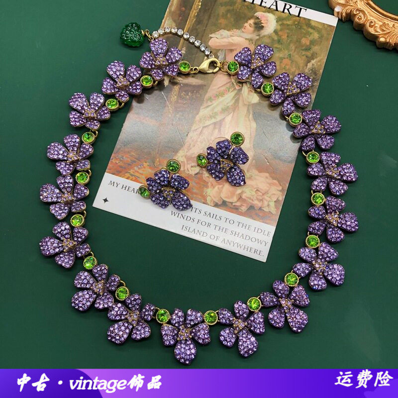 时尚精致欧美花朵项链耳环套装喷