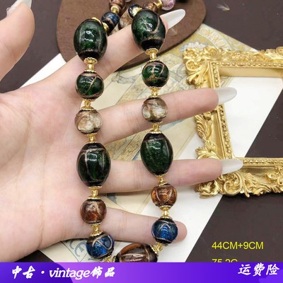 厂家货源西洋中古琉璃项链铜耳钩