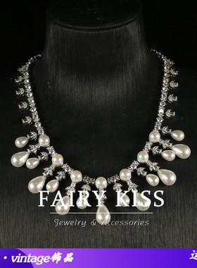 vintage闪亮铜蜡镶锆石珍珠水滴