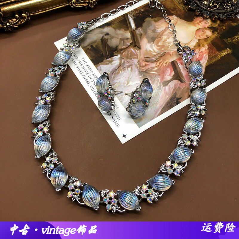 中古设计感时尚百搭镶白色幻彩树