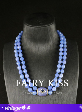 双层项链蓝色石头精致大气秋冬微
