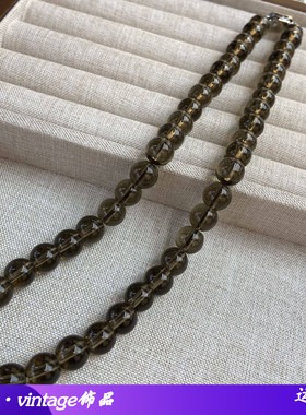 手工编织天然水晶串珠项链黑曜石