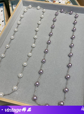 新款银线条满天星珍珠项链女一款