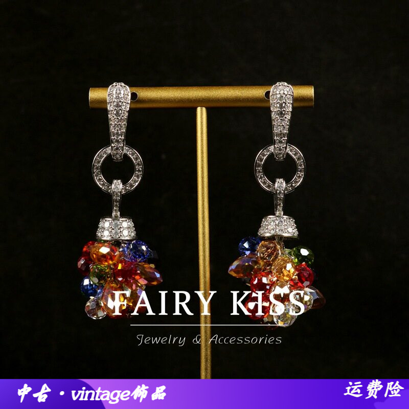 跨境外贸时尚热销彩宝法式耳环银