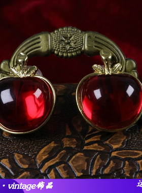 轻奢时尚红色果冻树脂耳夹电镀真金可爱小巧精致高级感耳饰