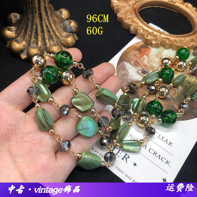 设计感绿色贝壳项链百搭日常通勤