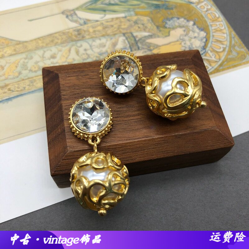 欧美新潮复古时尚耳饰镀真金镶钻