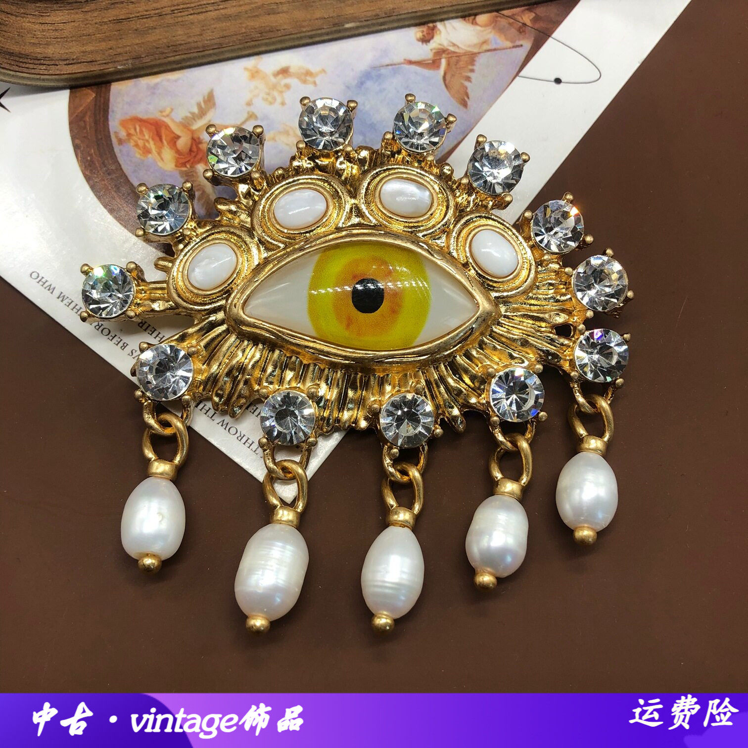 复古重工金色恶魔之眼胸针个性夸