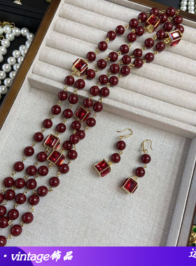 vintage青岛10mm施家珠长款项链