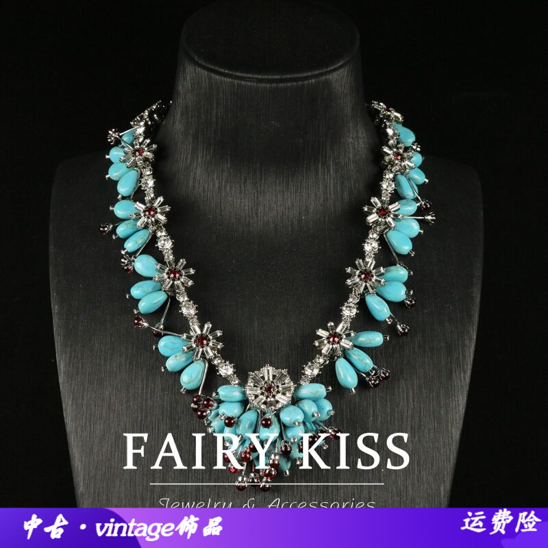 中古新款女绿松石气质琉璃轻奢项