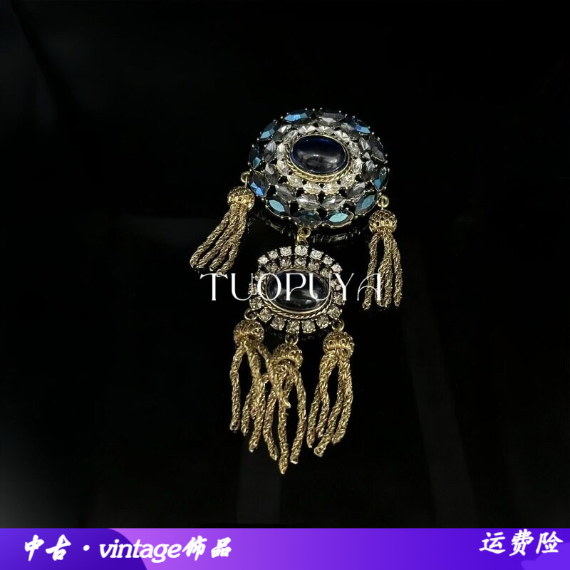 中古复古宫廷风镶钻胸针轻奢做旧