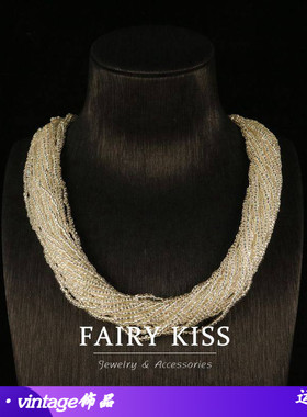 青岛vintage饰品小米珠多层项链