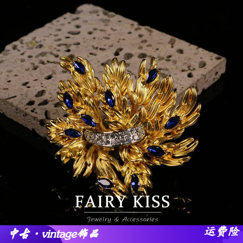 宫廷风花朵胸针电镀真金精致水钻