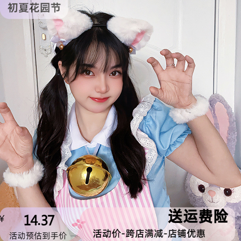 新款 实拍日系猫咪铃铛女仆装cosplay动漫可爱lolita洛丽塔连衣裙