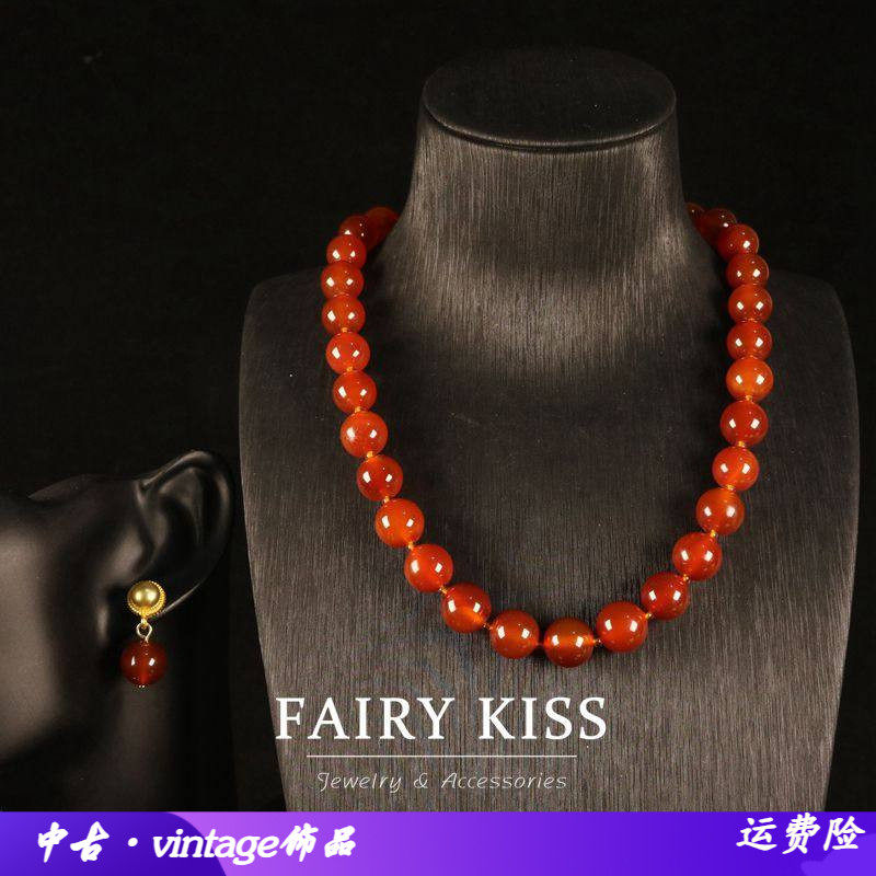 复古玛瑙手工串珠项链手链高级感百搭优雅饰品青岛vintage饰品