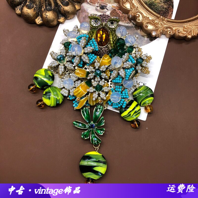 欧美气质夸张手工编织头鹰胸针琉
