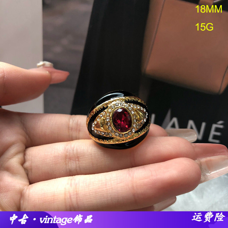 中古vintage戒指镶钻玫紫色宝石