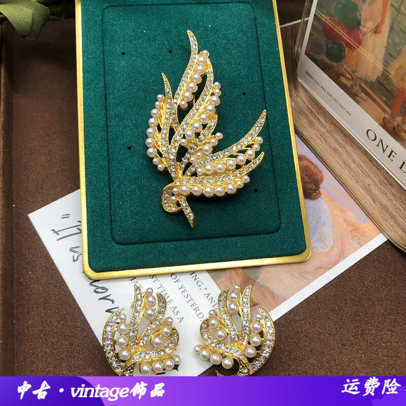 复古宫廷风巴洛克珍珠花朵胸花耳
