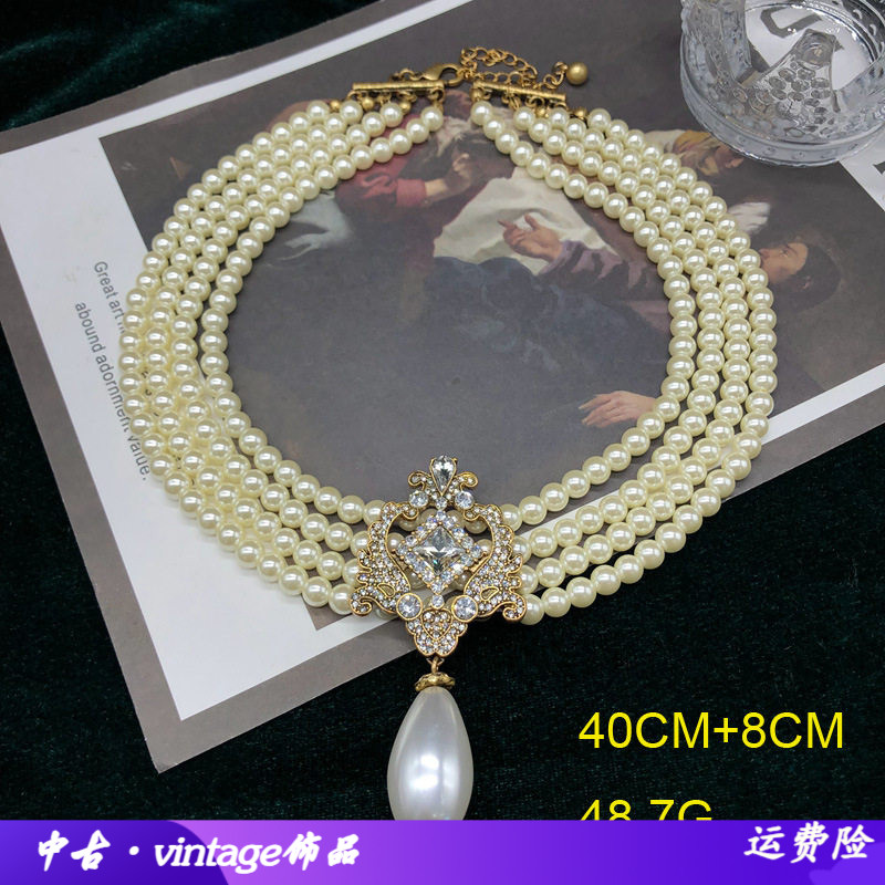 宫廷风多层琉璃珍珠项链重工镶宝