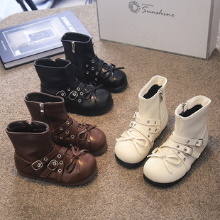 女童鞋子马丁靴公主风软底2025秋冬季新款儿童鞋靴子女宝宝短皮靴
