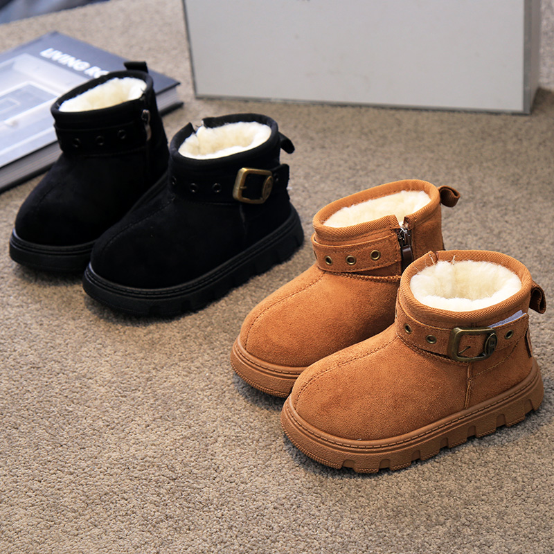 儿童雪地靴皮毛一体防水2025冬季