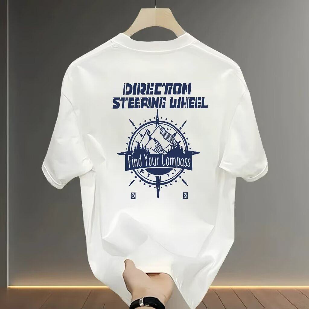 新款男装短袖夏季t恤个性印花时尚潮流百搭圆领休闲痞帅运动上衣