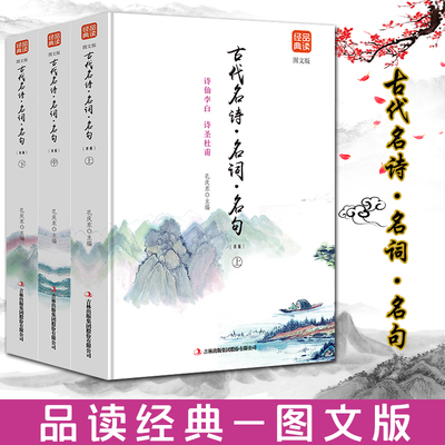 古代名诗·名词·名句（上中下图文版）品读经典中国历代诗词精华读 历代赋鉴赏辞典中华经典唐诗宋词元曲书籍 青少年课外读物图书