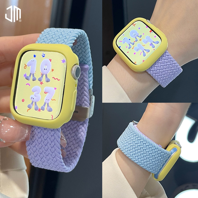 JUNMI适用于苹果手表表带apple watch9876543se代iwatch弹力编织撞色设计41/45mm多巴胺配色表带软糯舒适男女高性价比高么？