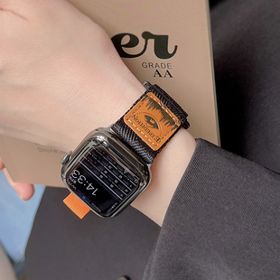 s89表带apple watch654321SE表带男女款 表带适用于苹果手表iwatch JUNMI户外尼龙魔术贴款 Ultra通用舒适透气