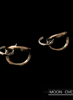 MOON OVER设计款撞色耳钉 时尚个性复古气质冷淡双色耳环