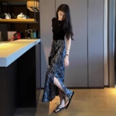 气质显瘦短袖 时尚 新款 裙女夏装 T恤高腰半身裙时髦洋气两件套 套装