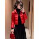 新款 红色短款 羽绒棉服女立领显瘦保暖修身 2026冬季 小个子时尚 棉衣