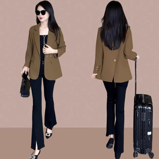 欧洲站黑色西装 西服休闲小个子 外套女春秋小个子气质高级感职业装