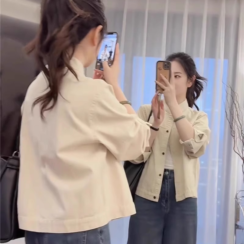 工装外套女短款衬衫2025秋季新款韩宽松高级感休闲小个子夹克上衣