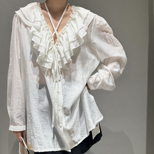 OPEN 气质荷叶边宽松时尚 小衫 71677 26年春款