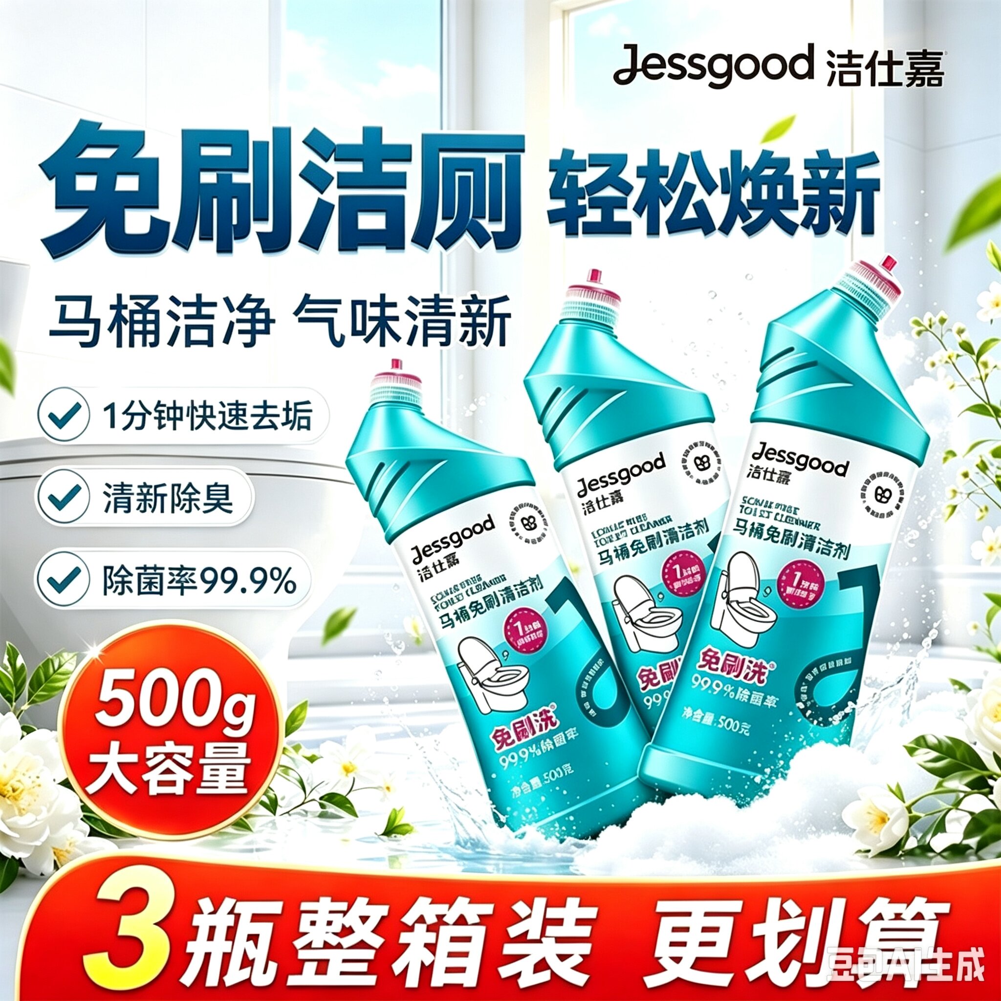 洁柔洁仕嘉免刷马桶清洁剂